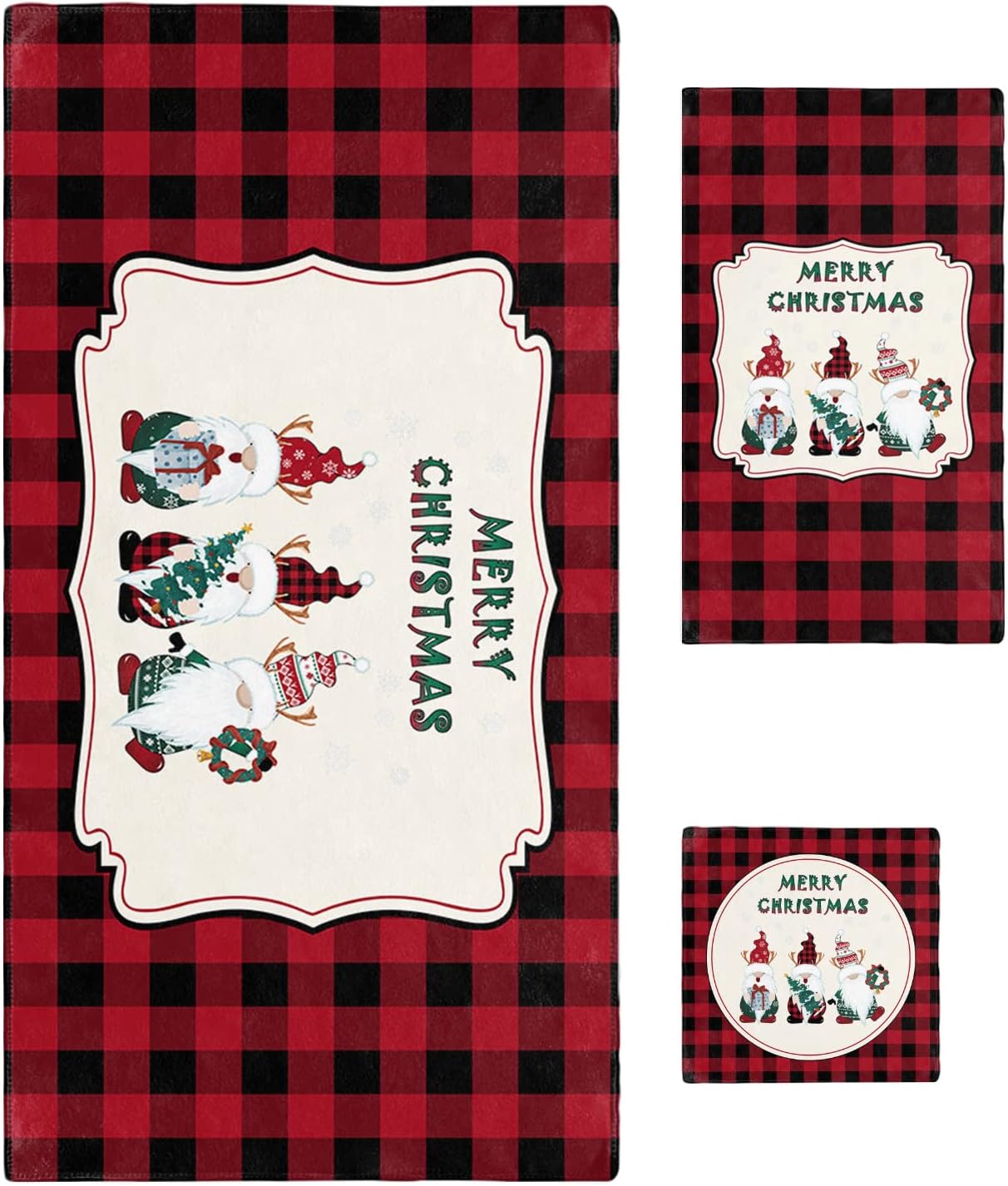 Shine-Home Check Red Black Towel Set for Bathroom 1