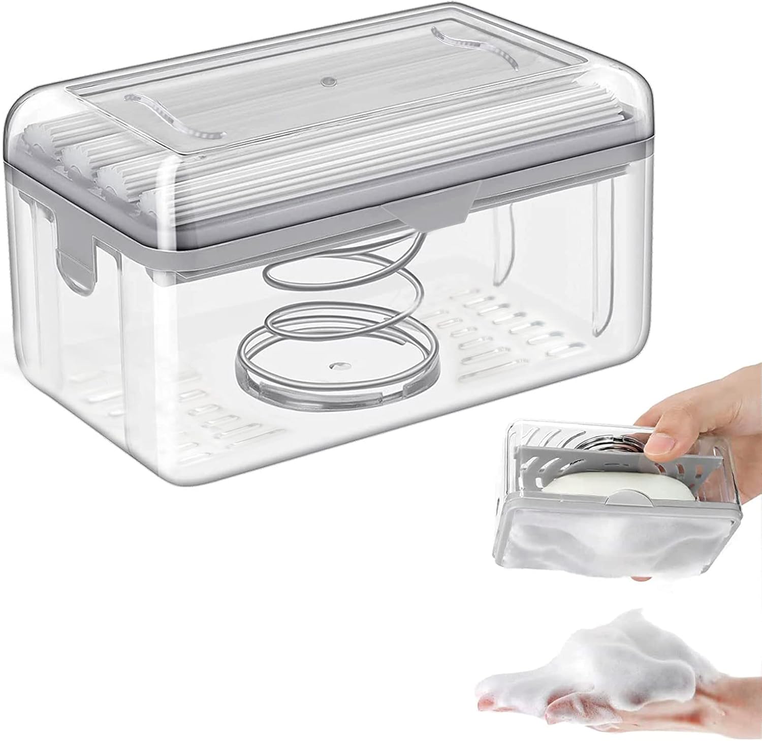 LELEMON Multifunctional Soap Dish with Drain and Foaming Box 1