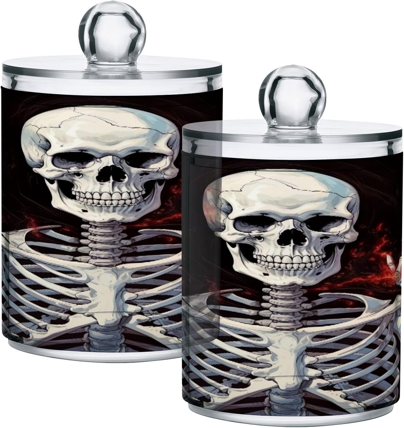 YETTASBIN Skeleton Clear Plastic Apothecary Jars 2 Pack