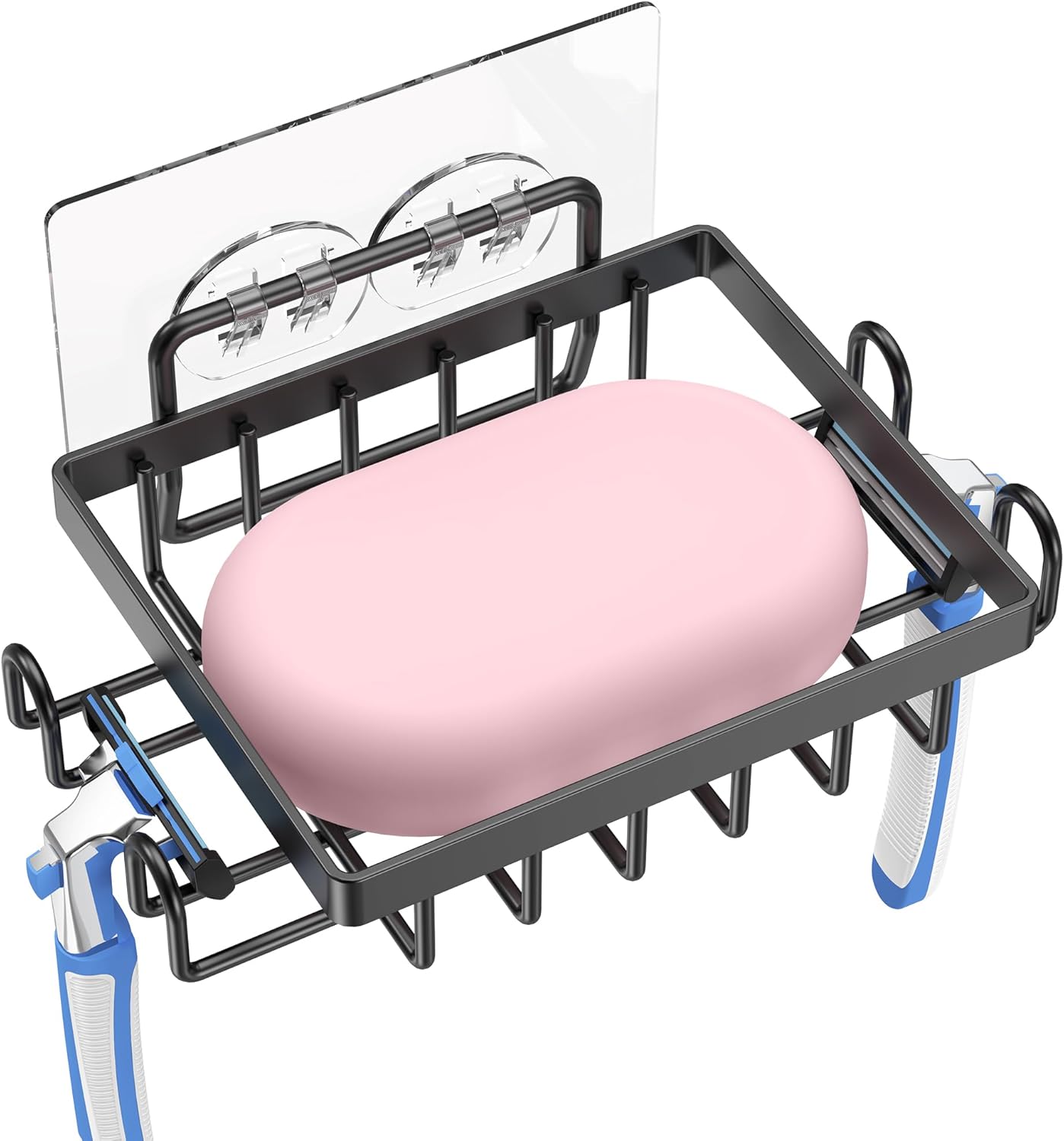 Dobango Bathroom Soap Dish Holder with Hooks Black 1