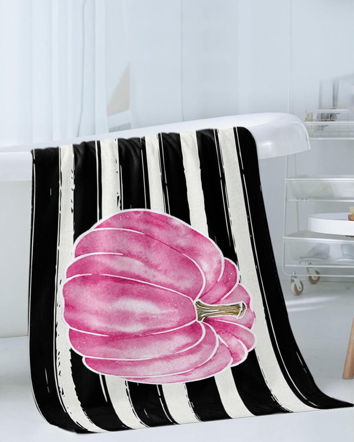 Chees D Zone 3 Piece Bath Towel Set with Pink Pumpkin Design