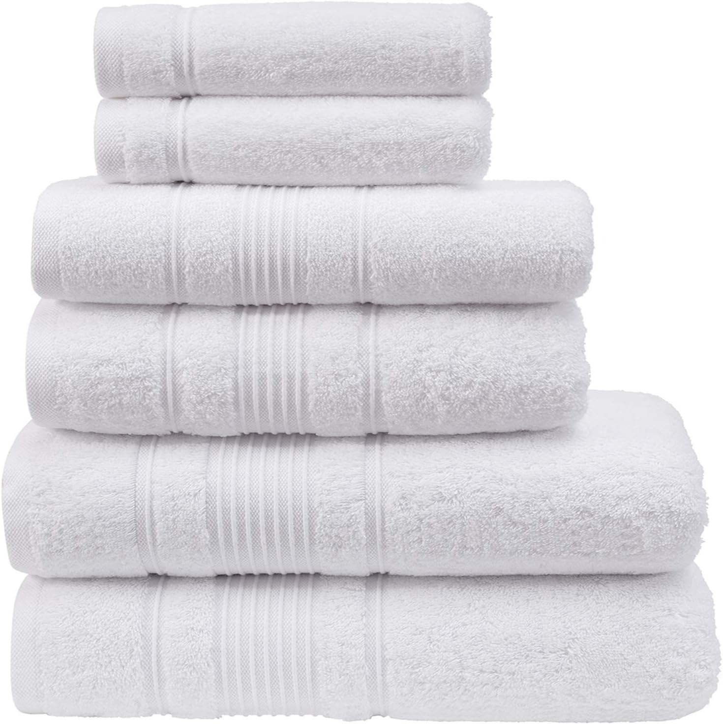 Qute Home 6-Piece Bath Towel Set - White Turkish Cotton