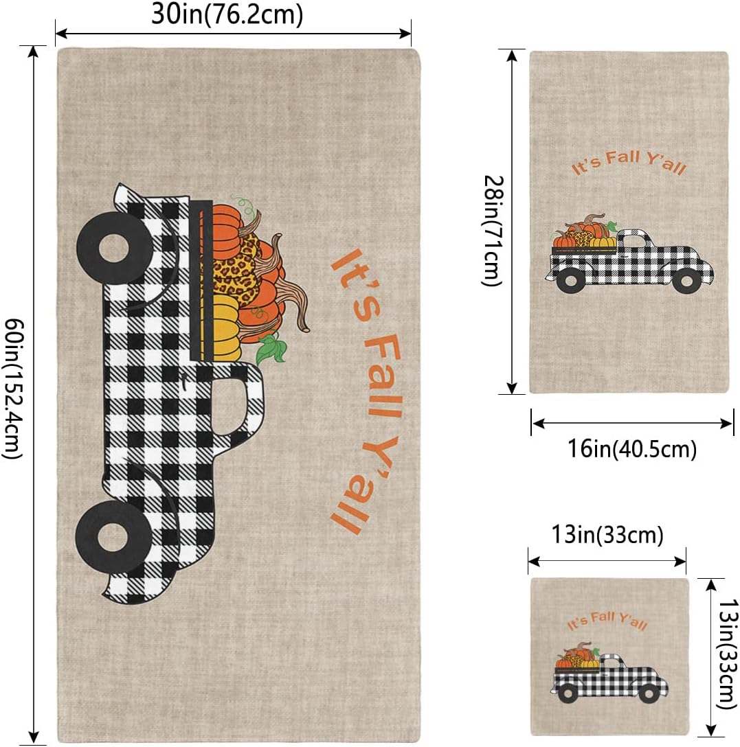 Thanksgiving Bath Towel Set of 3 with Pumpkin Design