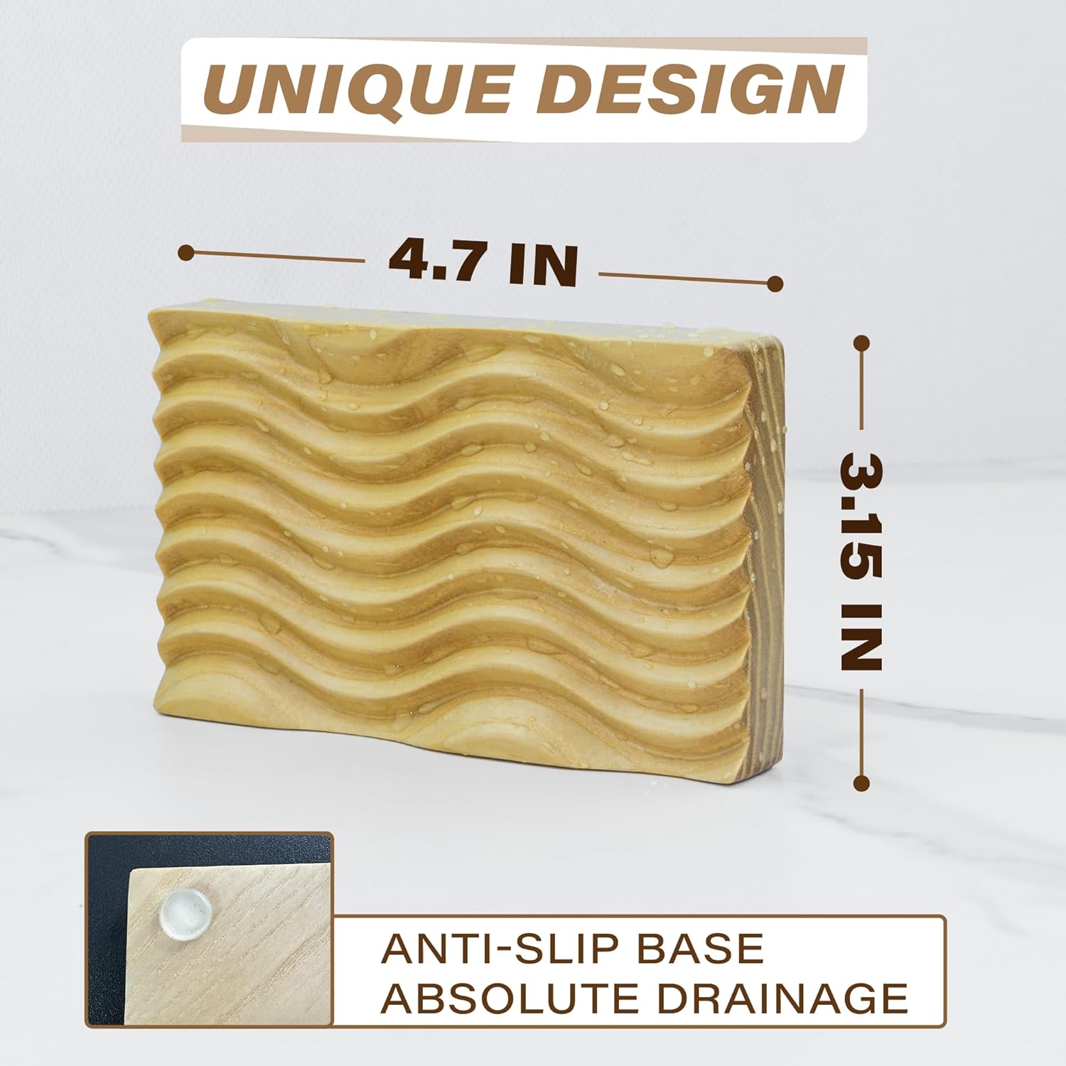 ENKEZI 2-Pack Wooden Soap Dish for Shower and Bath