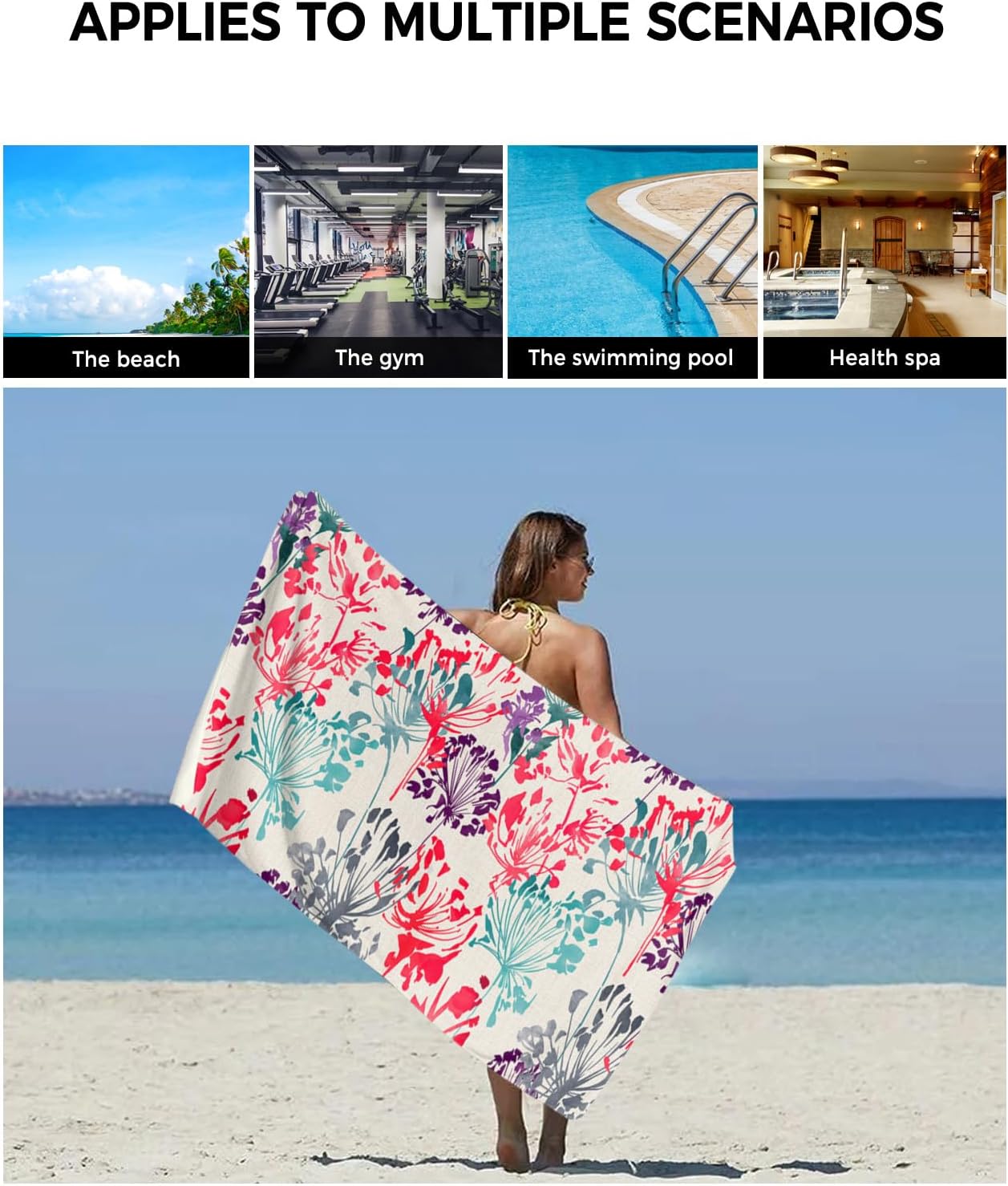 Smile Sunflower 3 Pcs Bath Towels Set with Floral Pattern
