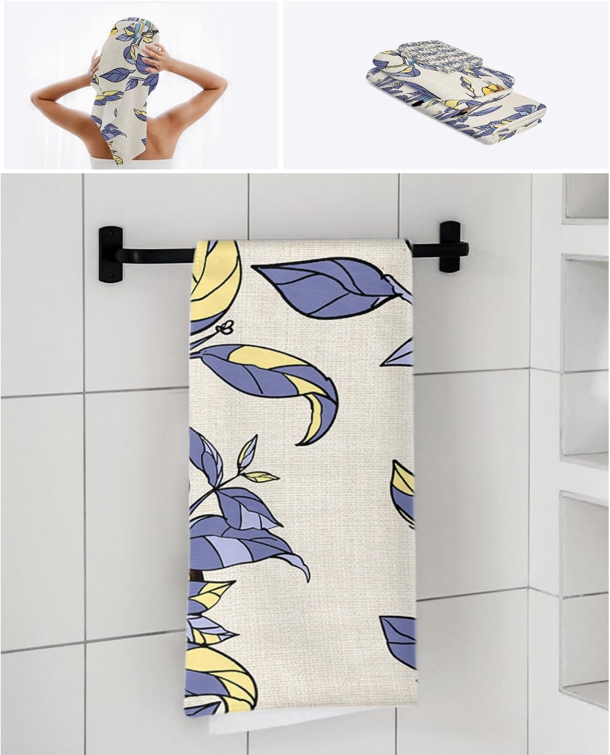 Smile Sunflower 3 Pcs Bath Towel Set - Soft Linen Texture