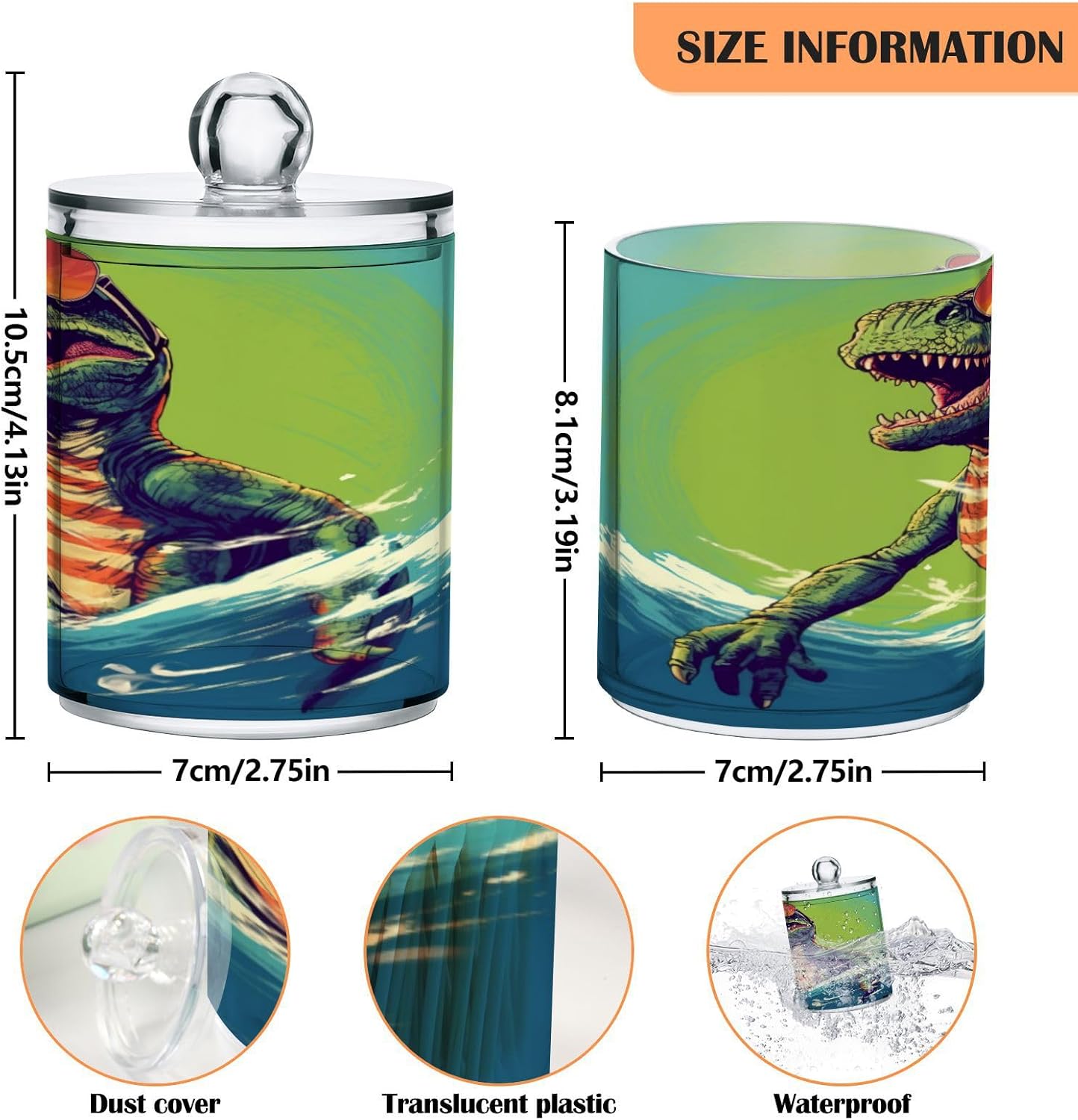 YETTASBIN Dinosaur Clear Storage Jar 2 Pack