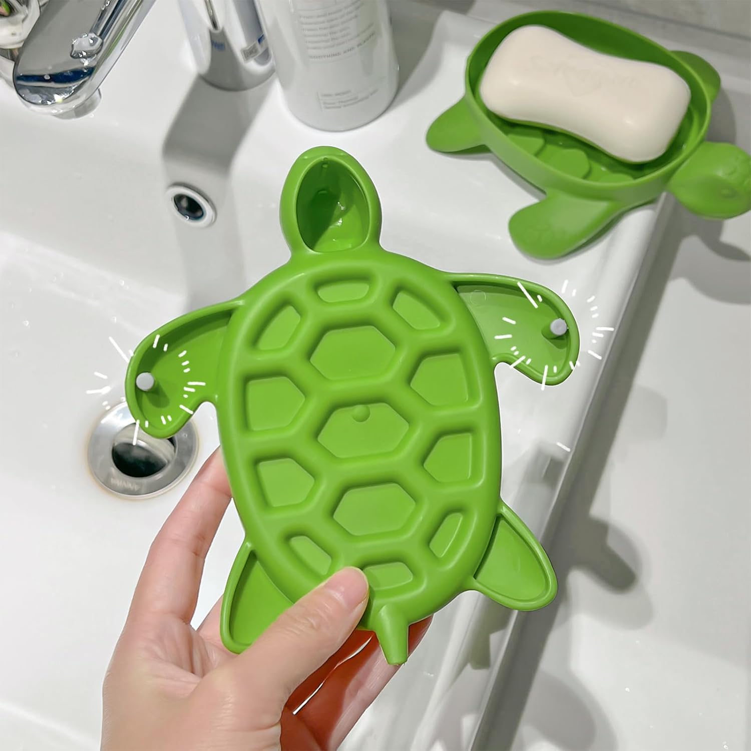 Fewile 1 Pack Green Tortoise Soap Dish