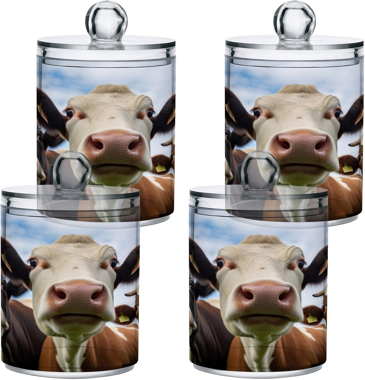YETTASBIN Clear Apothecary Jars 2 Pack 14 oz Cotton Swab Holder