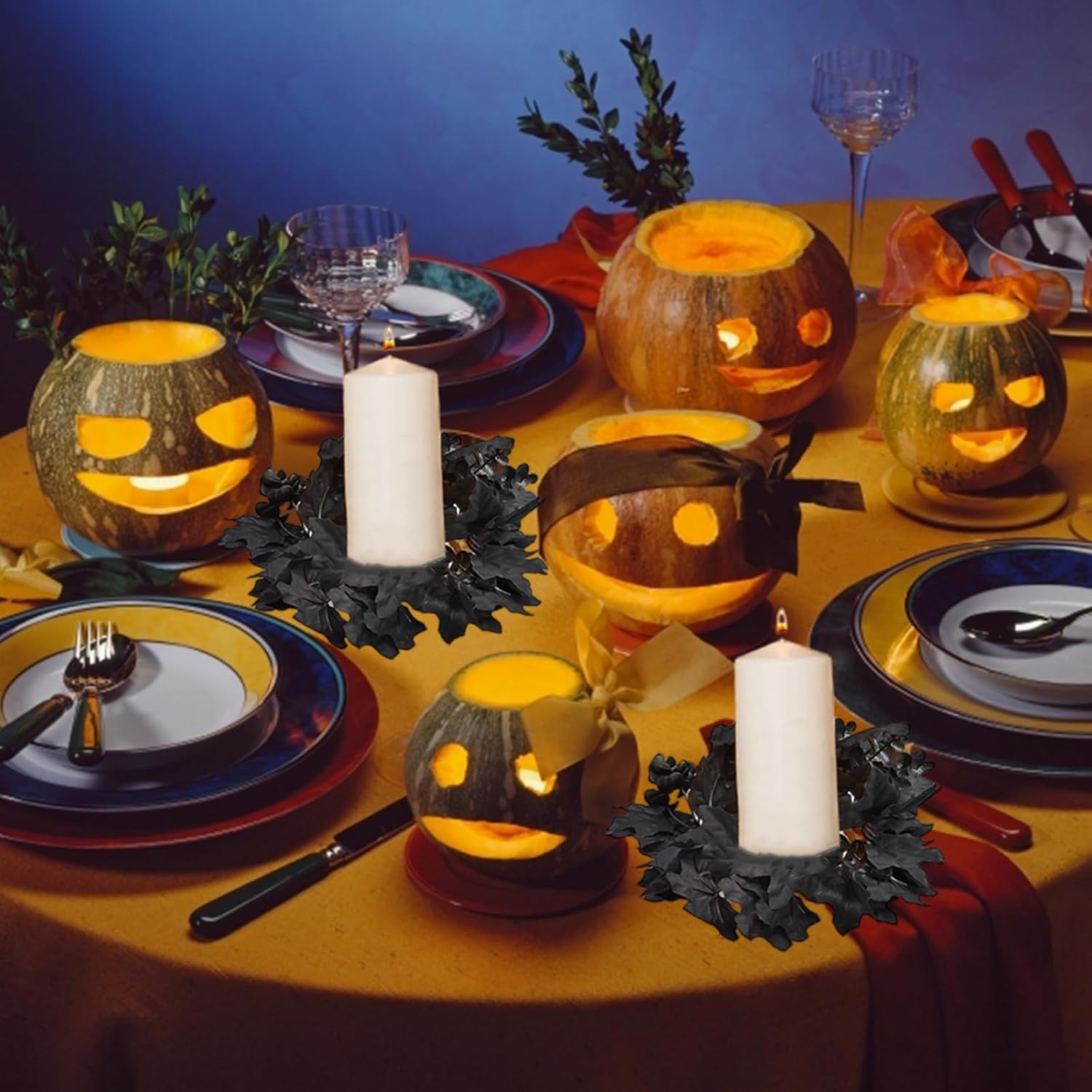 Halloween Black Candle Wreath Decorations 1