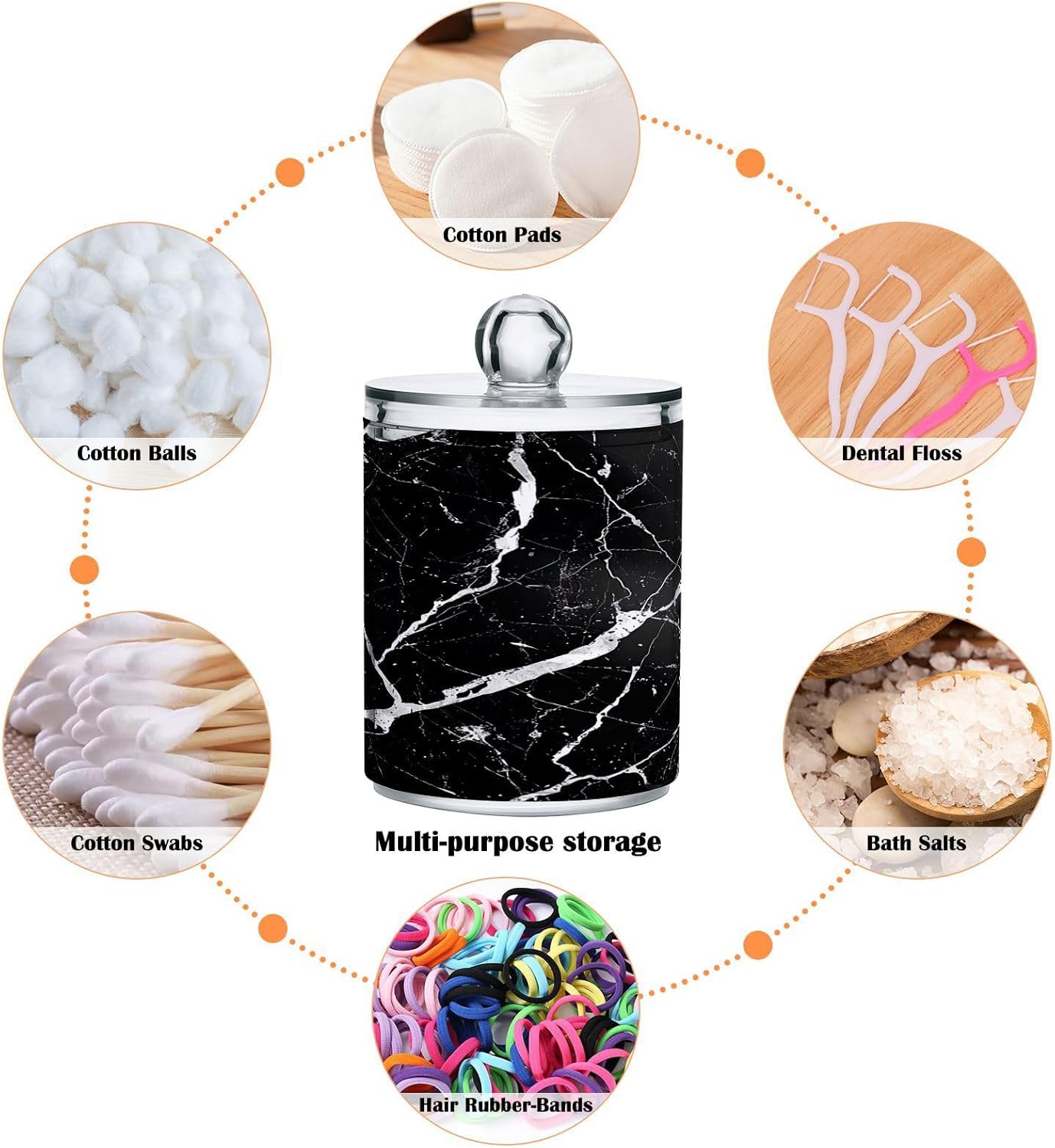 YETTASBIN Marble Clear Storage Jars 2 Pack
