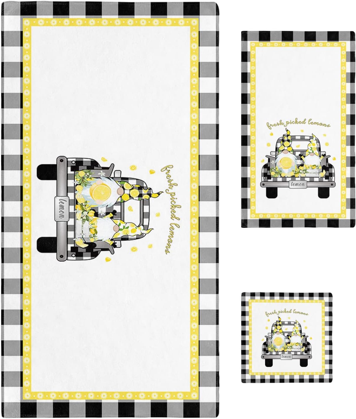 Shine-Home Farm Plaid Truck Summer Towel Set