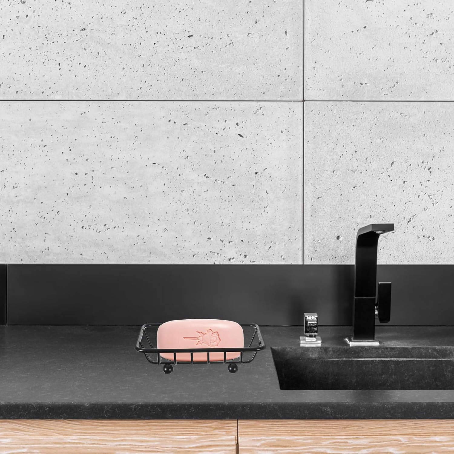Luxshiny Sturdy Black Soap Dish Holder