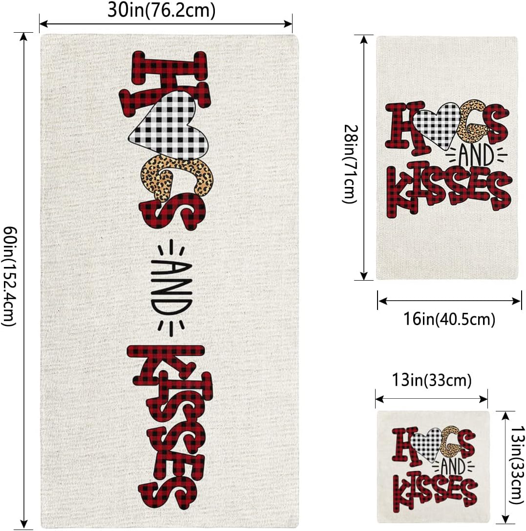 Boanket Valentines Day 3 Piece Towel Set with Leopard Plaid and Lettering