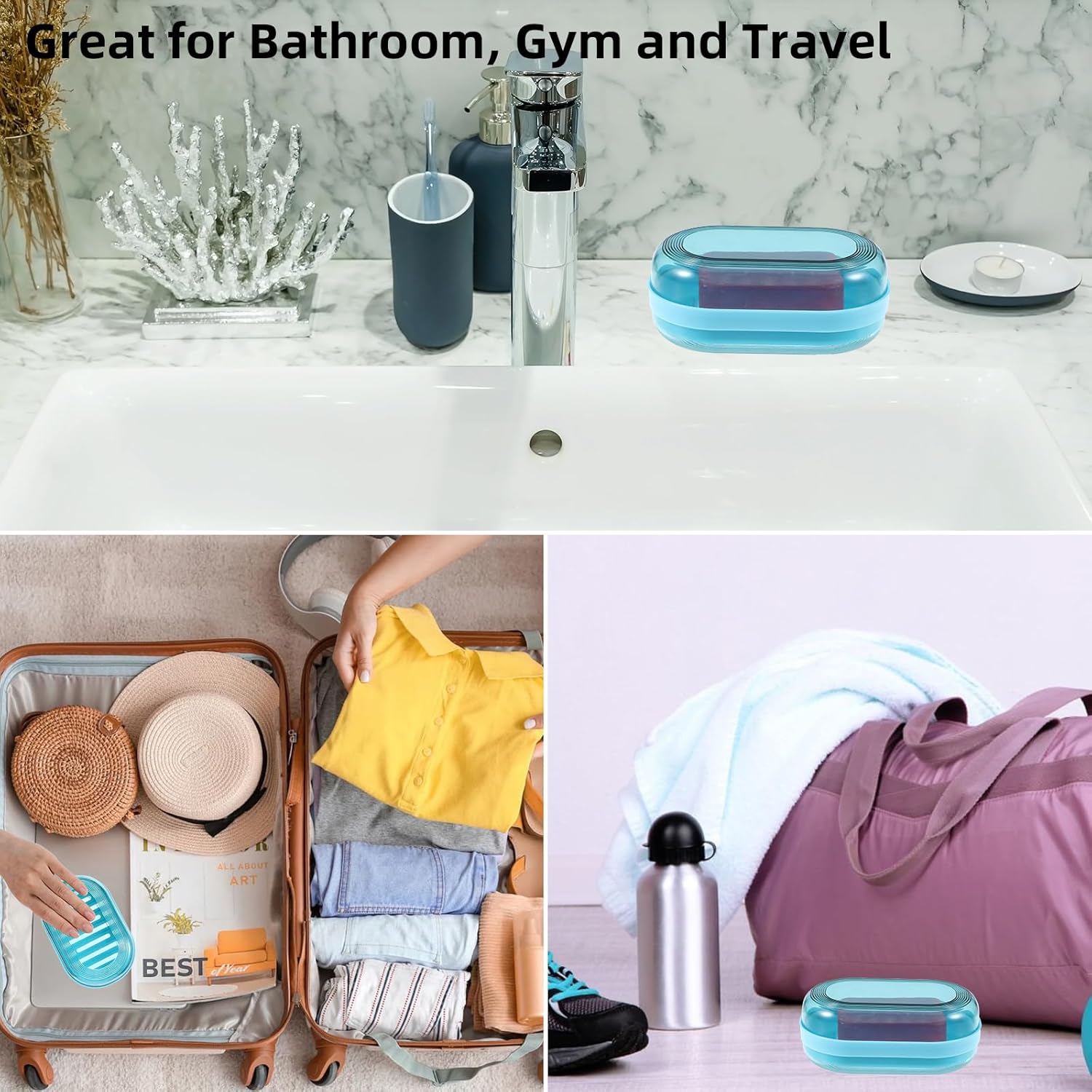 Dimeho Shampoo Bar Holder Travel Case - Blue