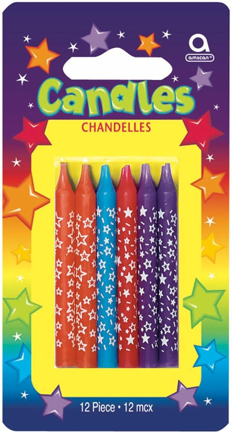 Neon Star Candles - 12 Pack Party Decor