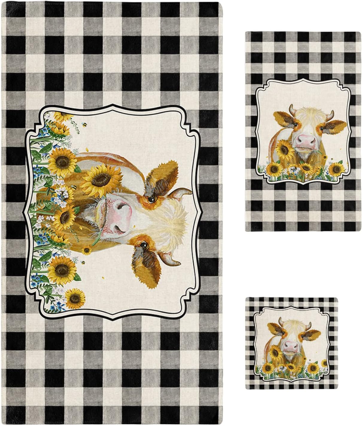 Funny Farm Animal Cow Towel Set for Bathroom