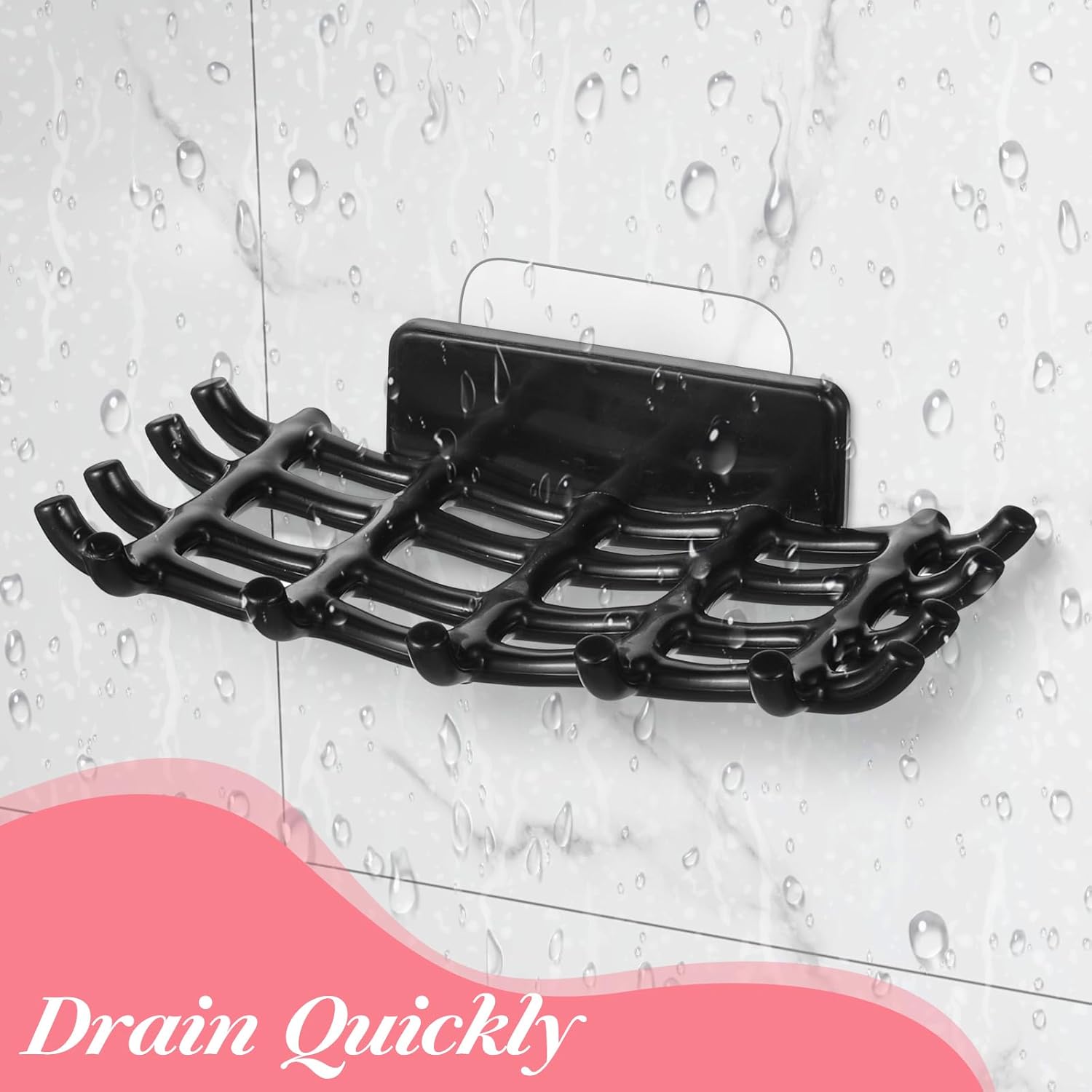 2 pcs Shower Soap Holder with Hooks - Black