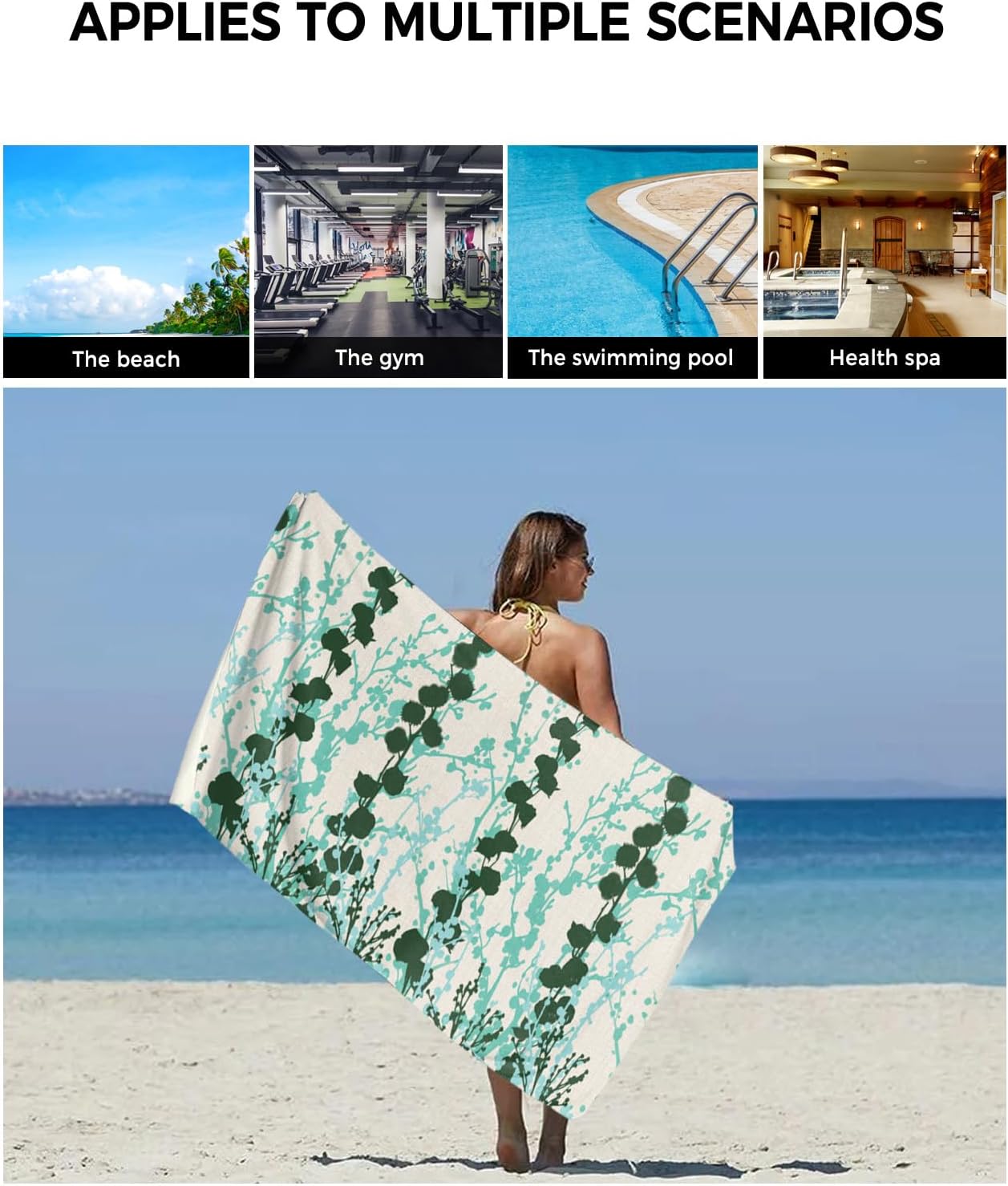Sage Green Linen Bath Towel Set of 3 by Smile Sunflower