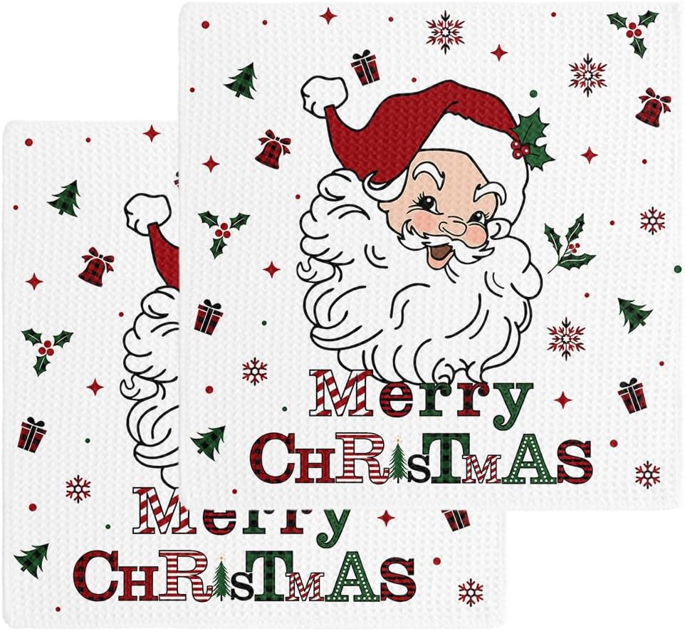 Falaniique Merry Christmas Waffle Towel Set of 2 1