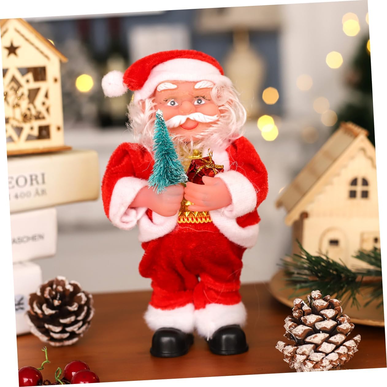 ABOOFAN 3Pcs Electric Santa Claus Christmas Ornament
