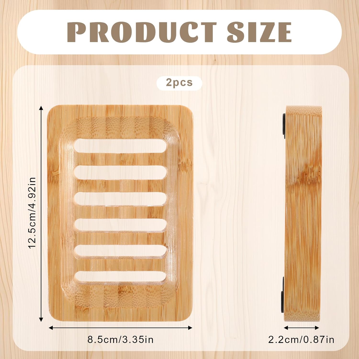 Bamboo Soap Holder 2 Pack - Waterproof and Sturdy