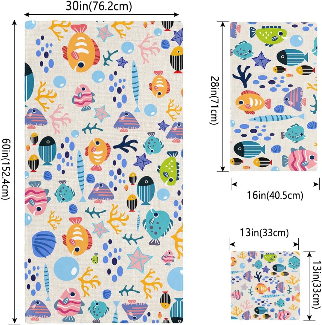 Smile Sunflower 3 Pcs Bath Towel Set - Cute Animal Fish Design