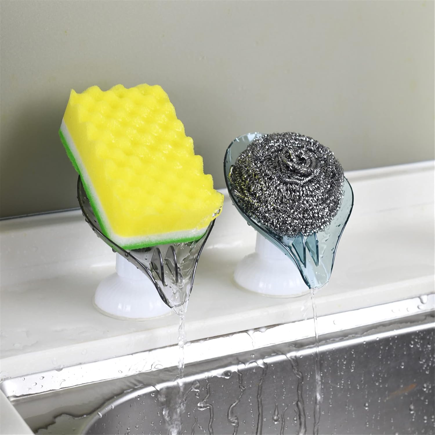Bulckrew 2PC Leaf Soap Holder Suction Cup Design