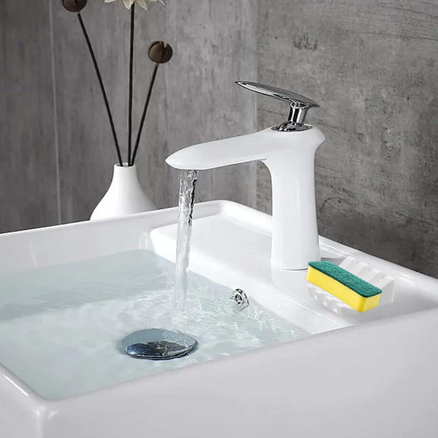 1Pcs White Silicone Soap Holder for Shower and Kitchen 1