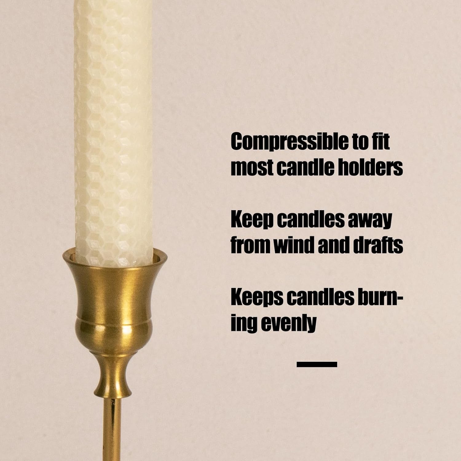 KONNI Natural Beeswax Taper Candles Pack of 3