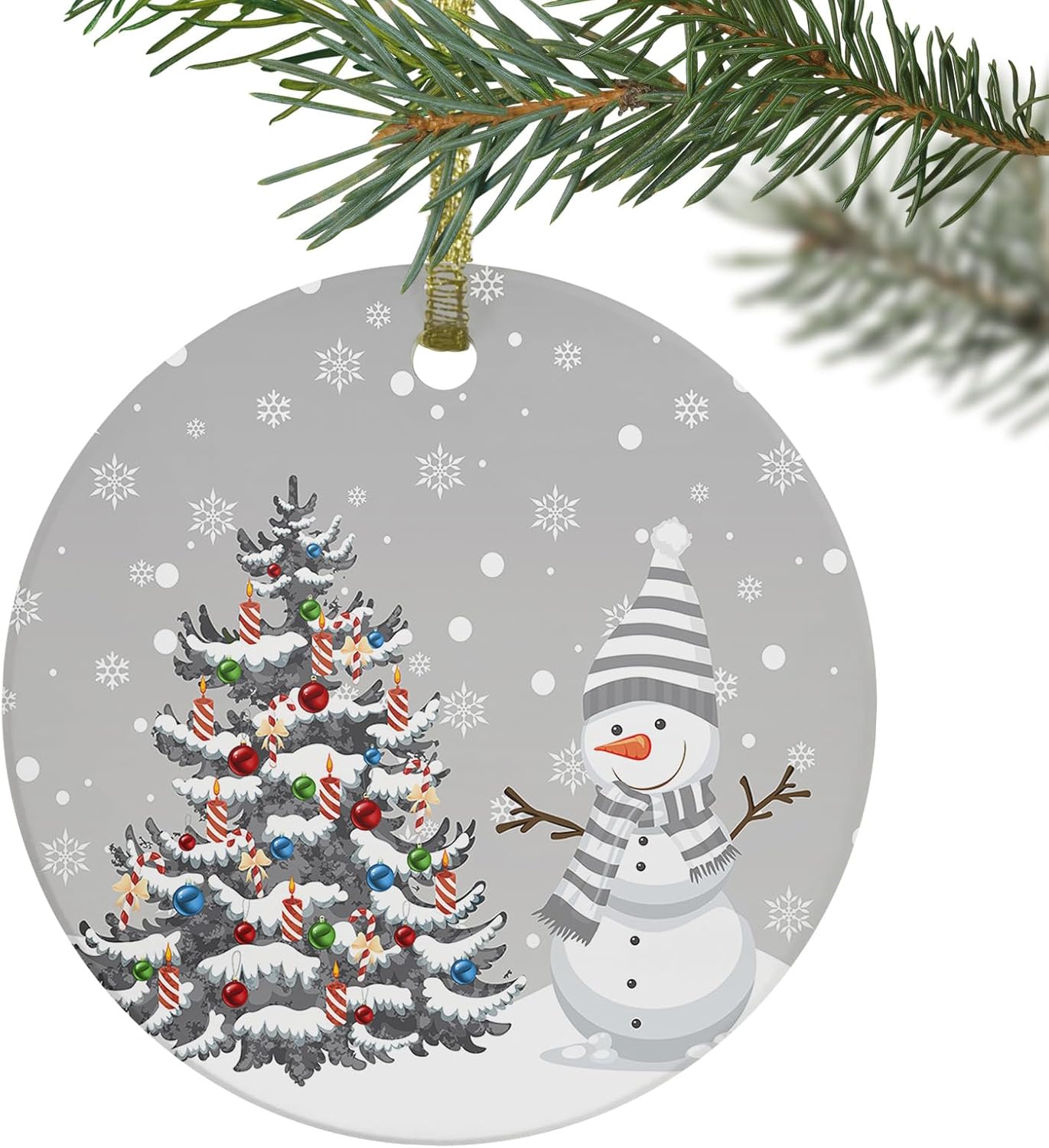 Litter Star 3-Inch Round Christmas Ornament with Gold Ribbon