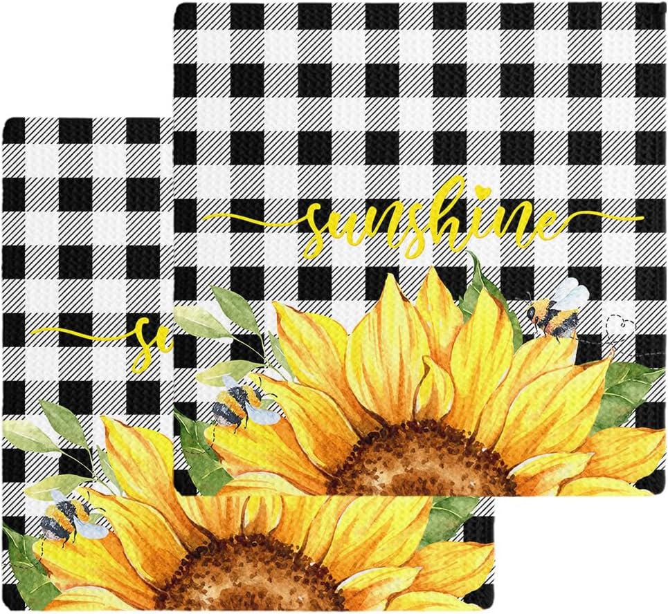 Falaniique Waffle Plaid Dish Towel Set of 2