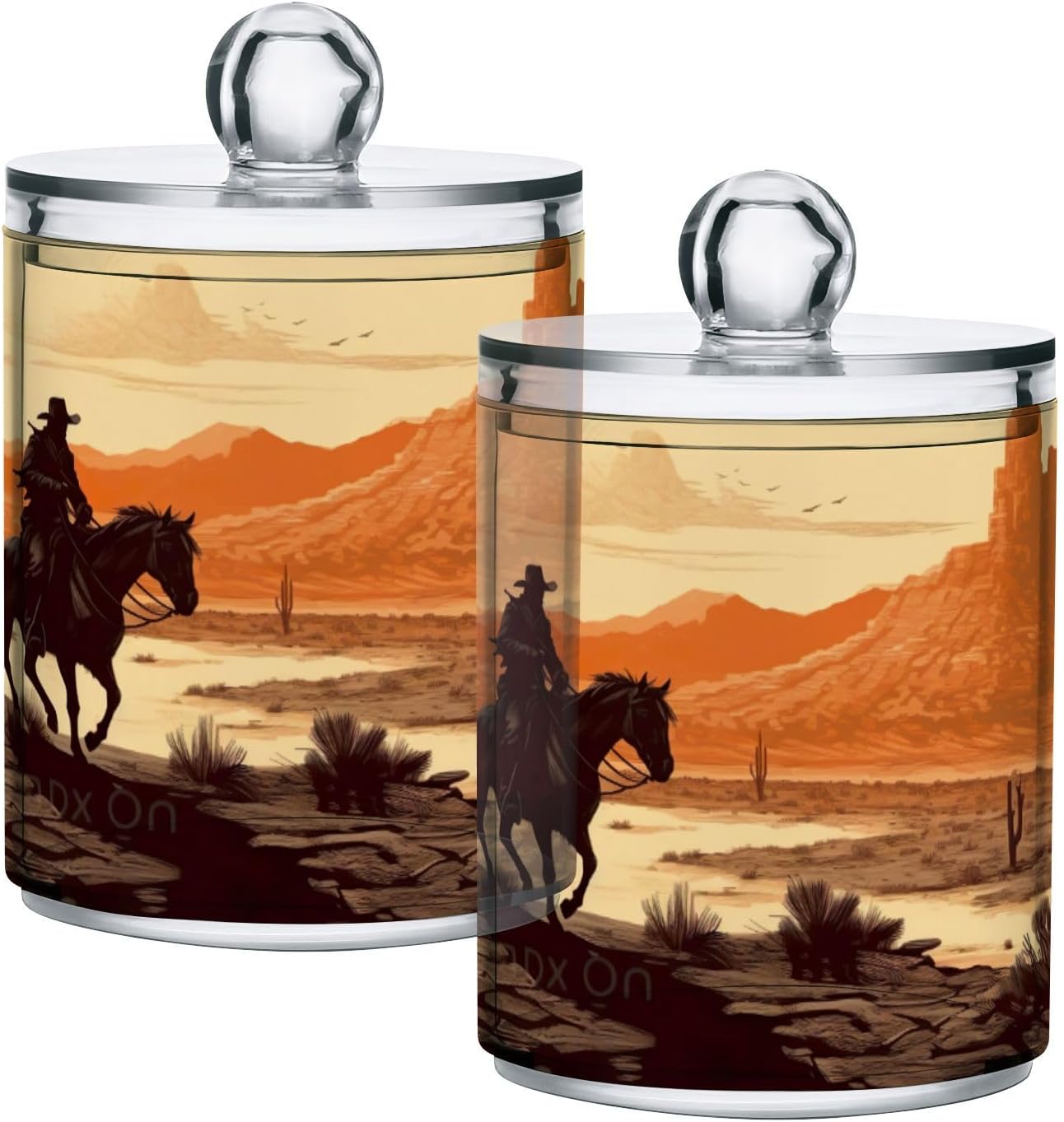 YETTASBIN 2 Pack Clear Plastic Apothecary Jars for Cotton Swabs Cotton Balls