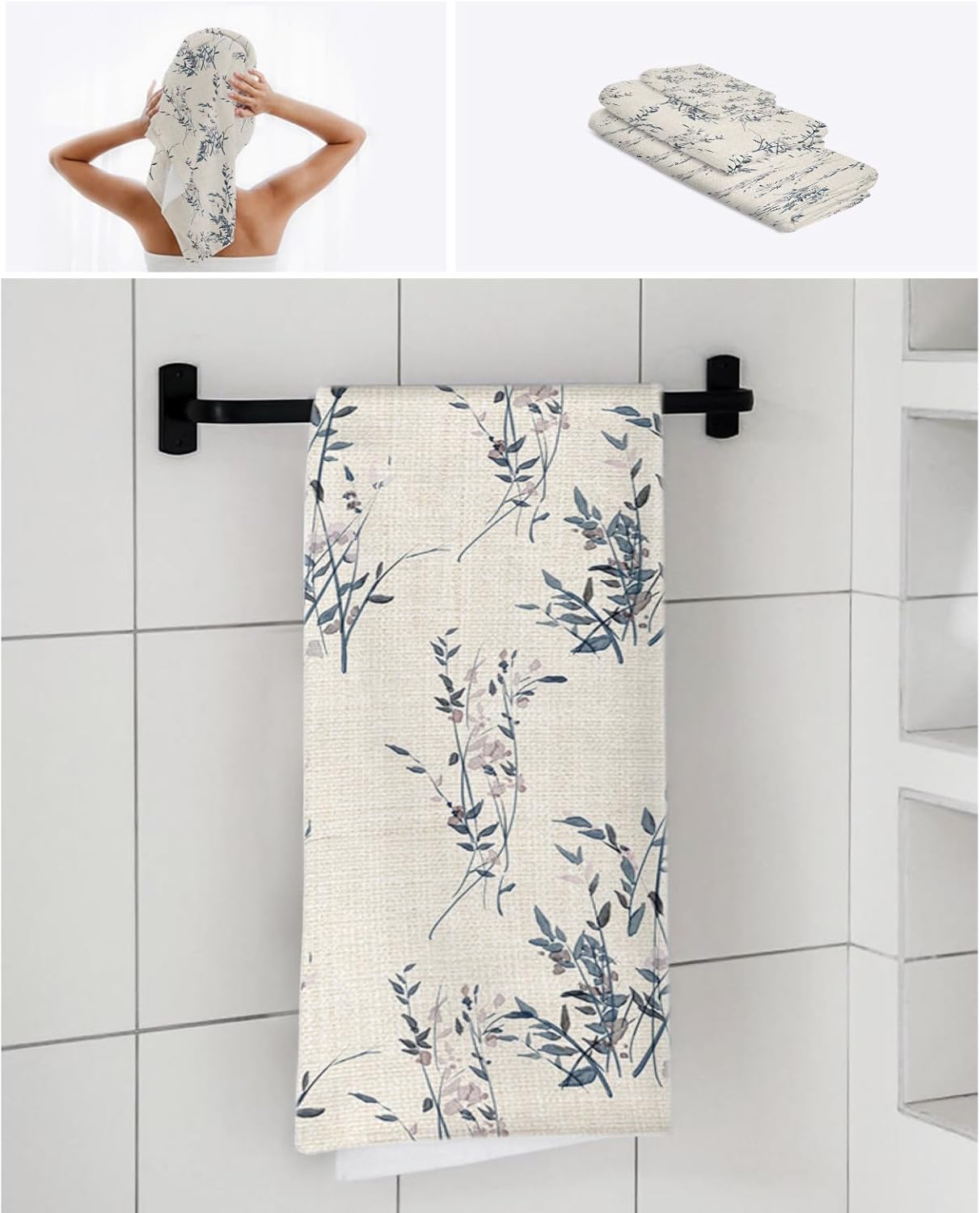 Smile Sunflower 3-Pack Bath Towels Set with Floral Design