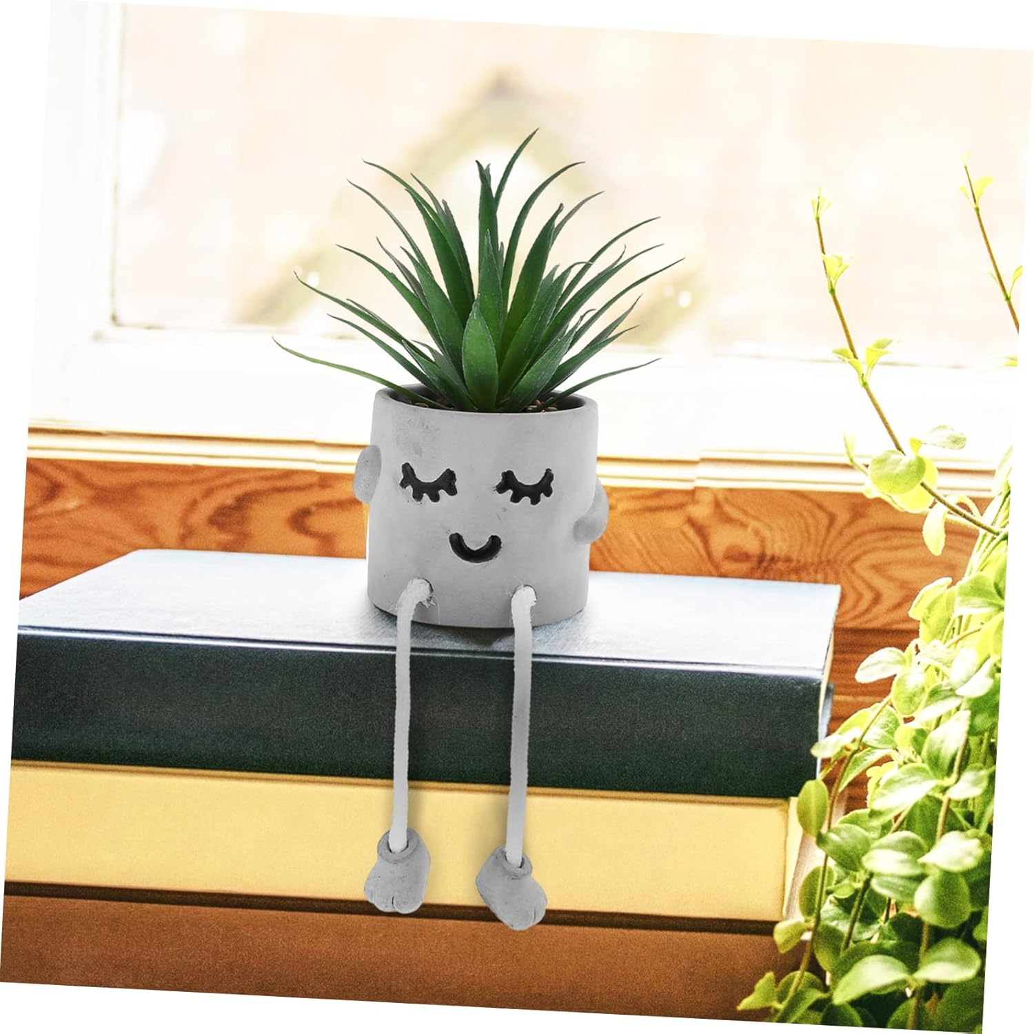 Cute Expression Artificial Succulent Decor Potted Plant