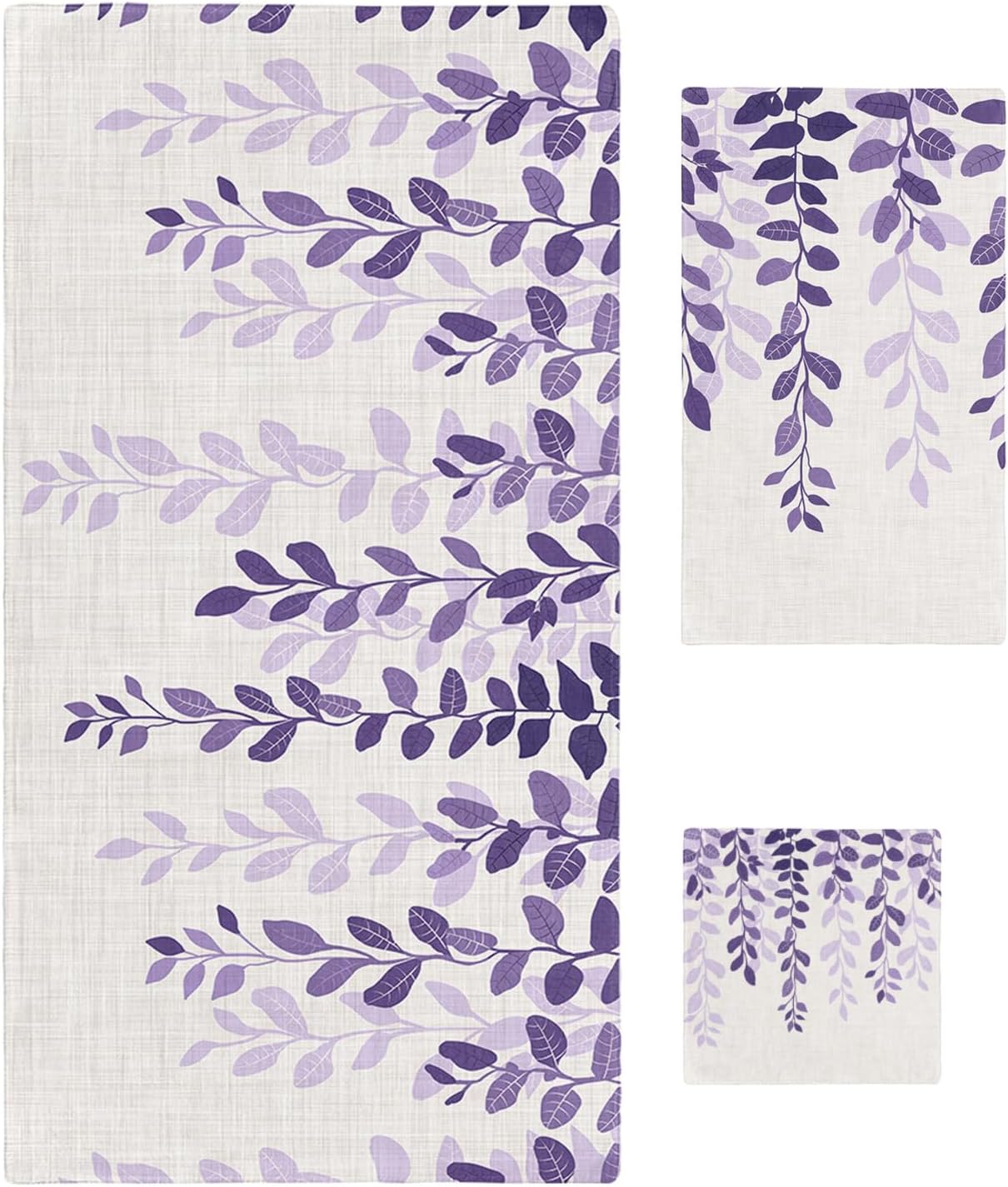 Smile Sunflower 3-Piece Bath Towel Set - Gradient Purple Linen Texture