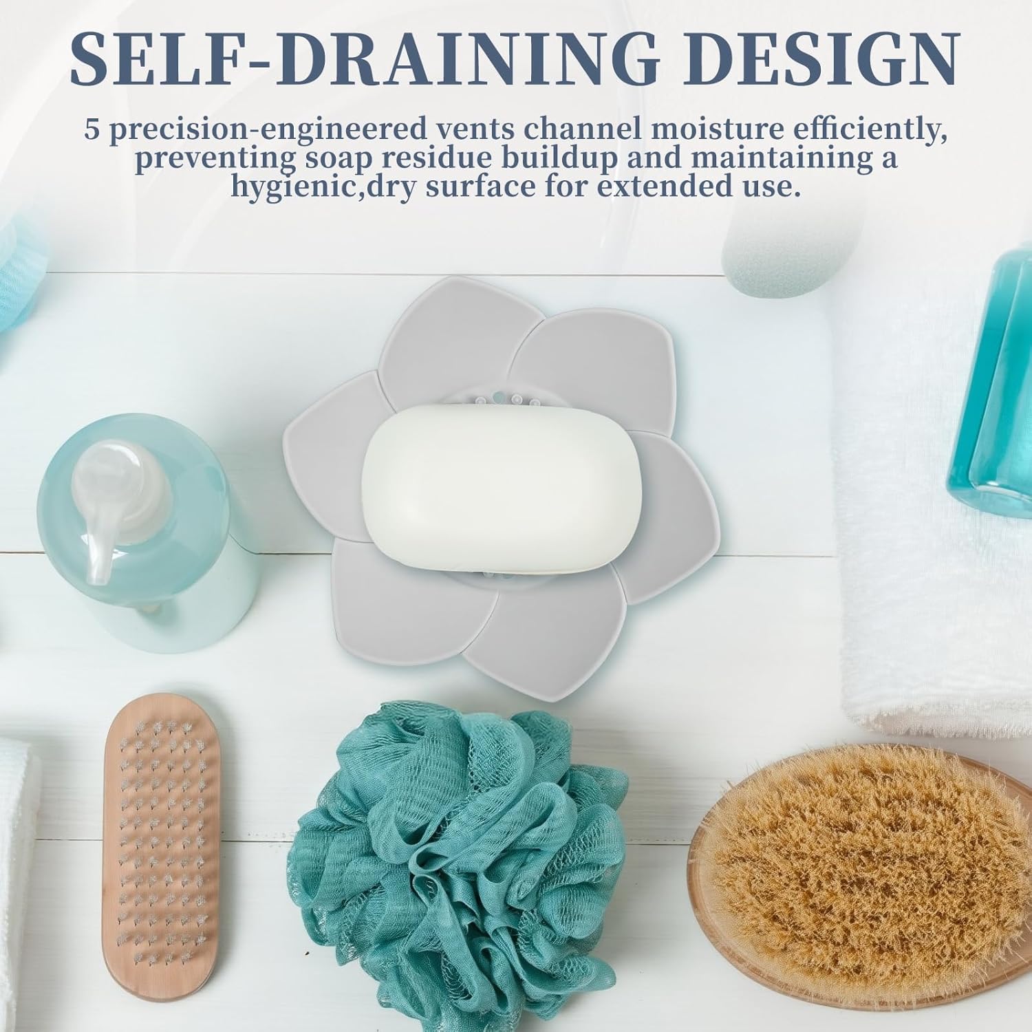 2 Pack Lotus Shower Steamer Trays - Elegant White Gray Design
