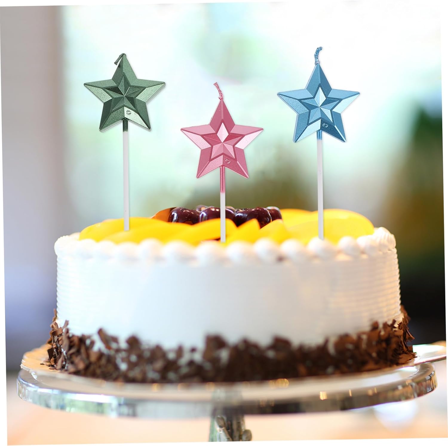 8 Pcs Mixed Color 3D Star Birthday Candles