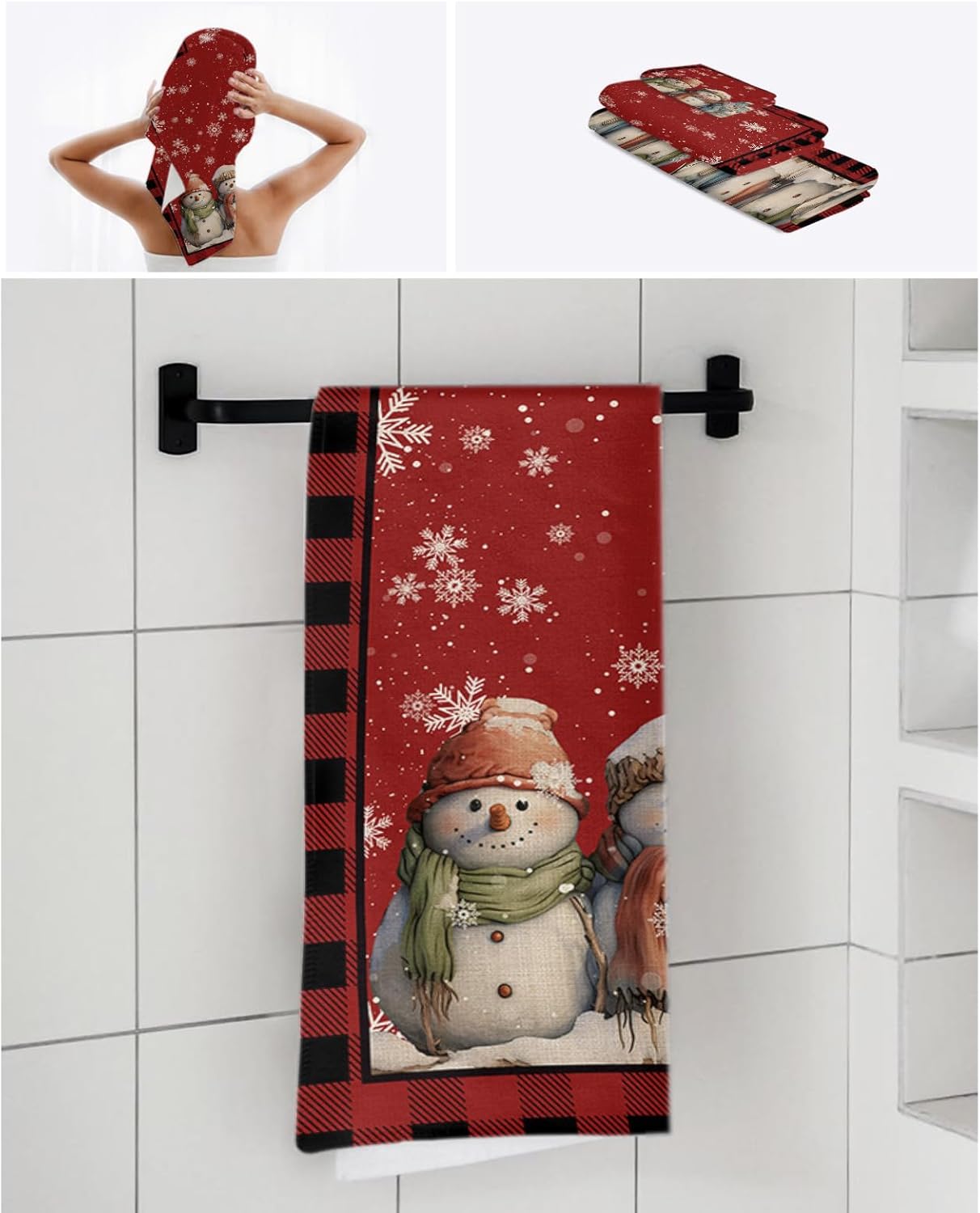 ZOE GARDEN Christmas Red Towel Set 3-PC Quick Dry Luxury Soft