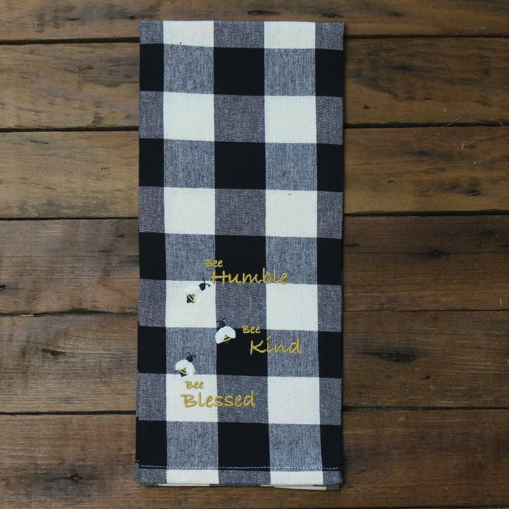 Home Collection by Raghu Black Buttermilk Bee Humble Towel Set of 2