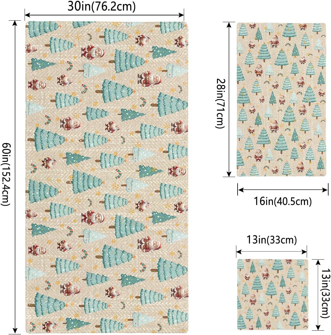 Christmas Bath Towel Set of 3 - Santa Tree Pattern
