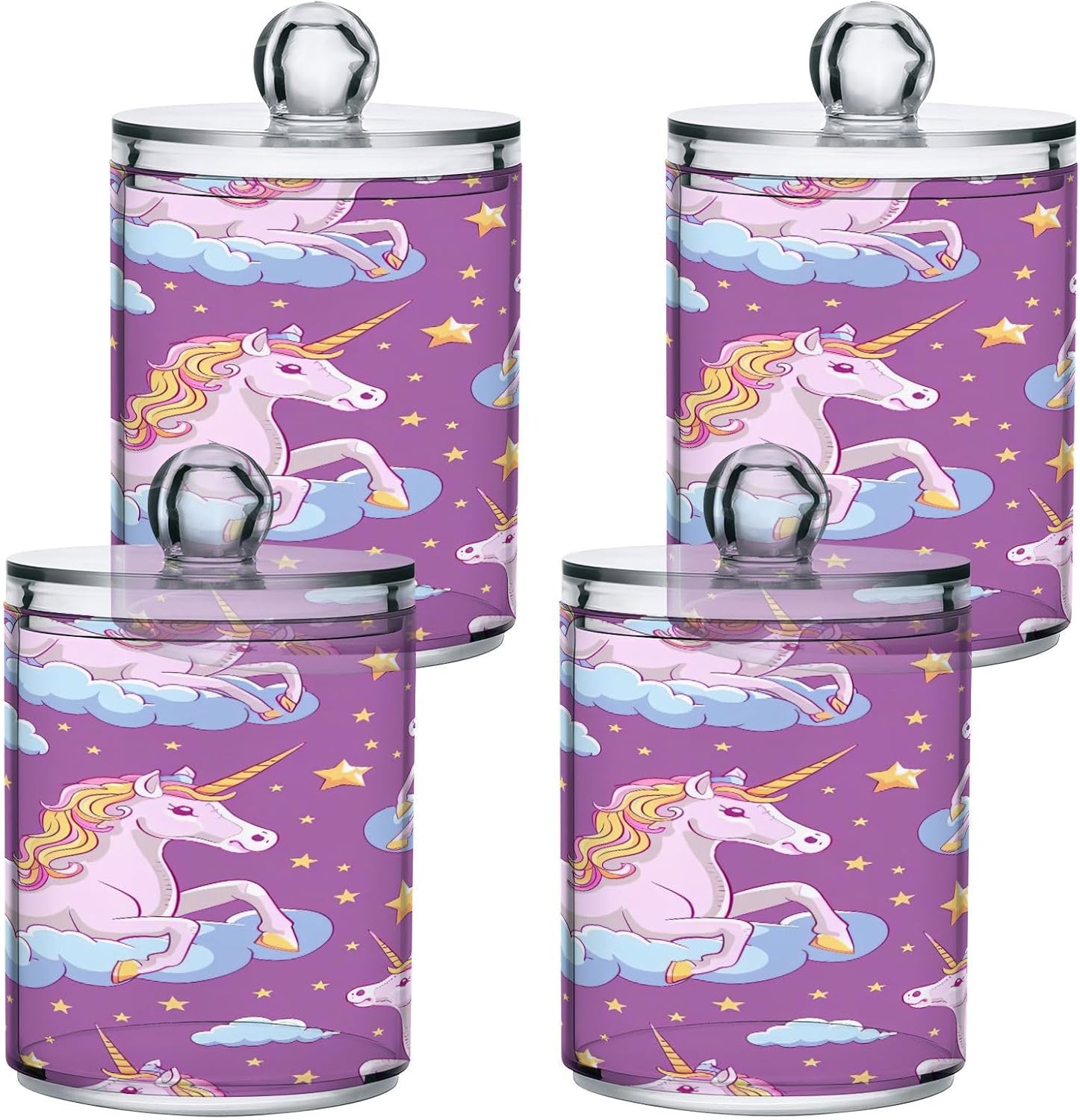 YETTASBIN Unicorns Clear Plastic Storage Jars 2 Pack 1