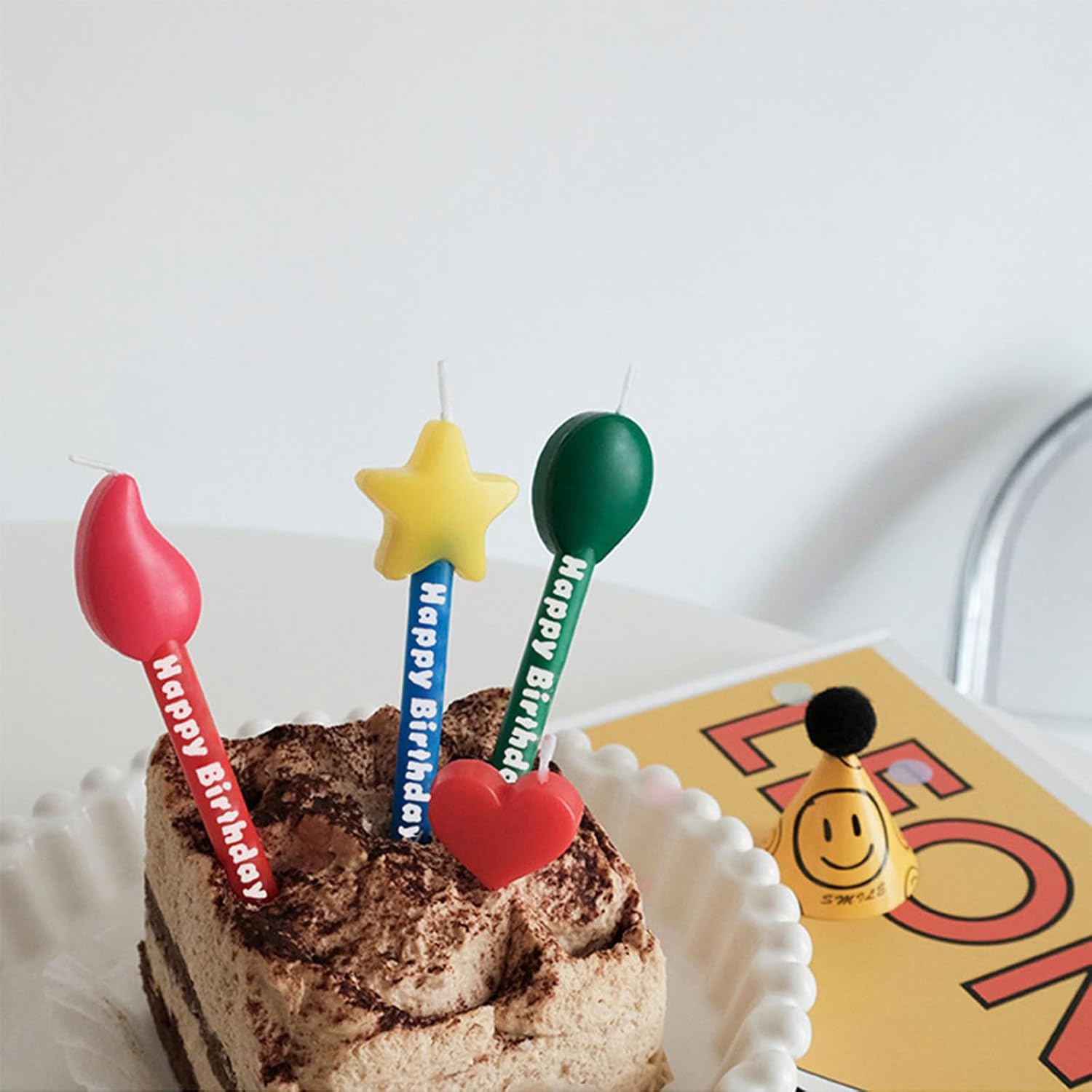 T-shin Birthday Cake Candles Set 3PCS Star Balloon Flame 1