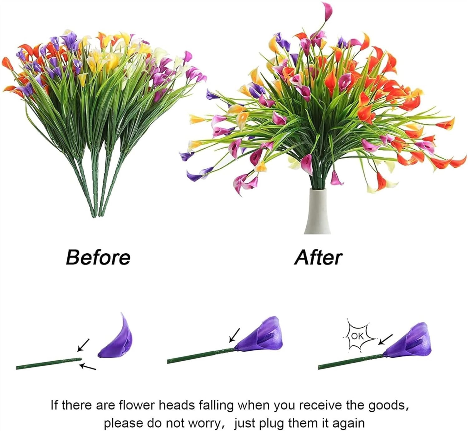 GaRcan Artificial Calla Lily Flowers Decor Set