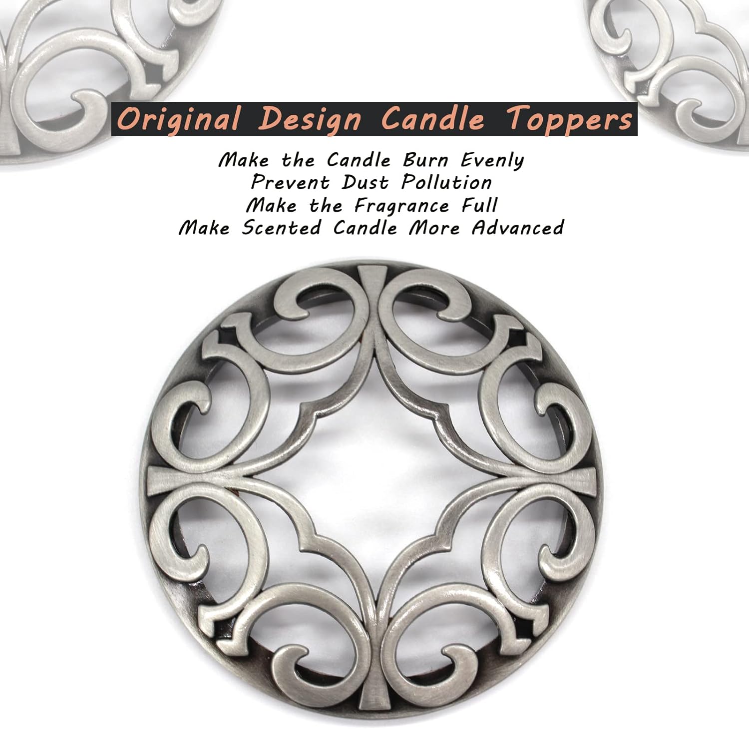 Hion Candle Toppers for Jar Candles Space Silver