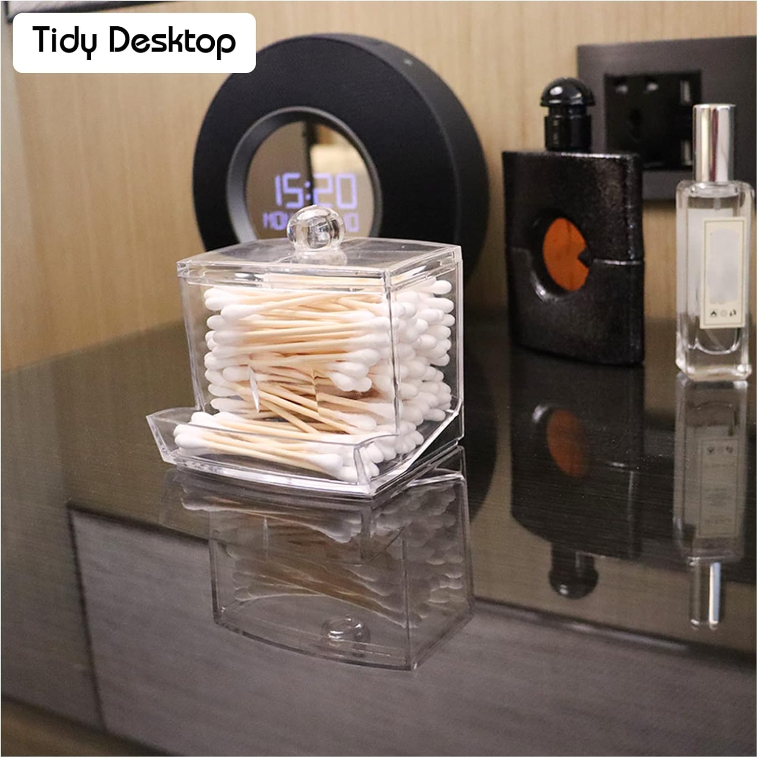 Qihomy Square Cotton Swab Storage Container