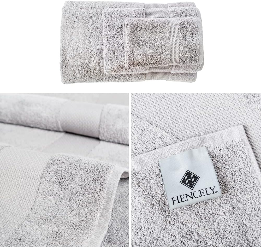 Hencely 6-Piece Bath Towel Set - Soft Turkish Cotton Silver
