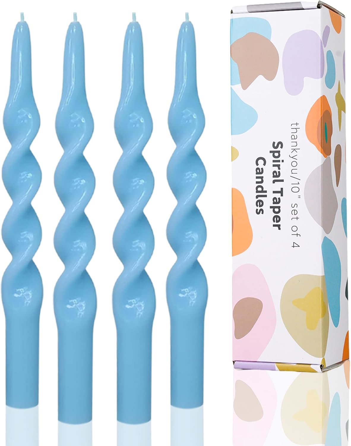 LPUSA Blue Taper Candle Sticks Spiral Tapered Candles - 10 Inch 4pcs