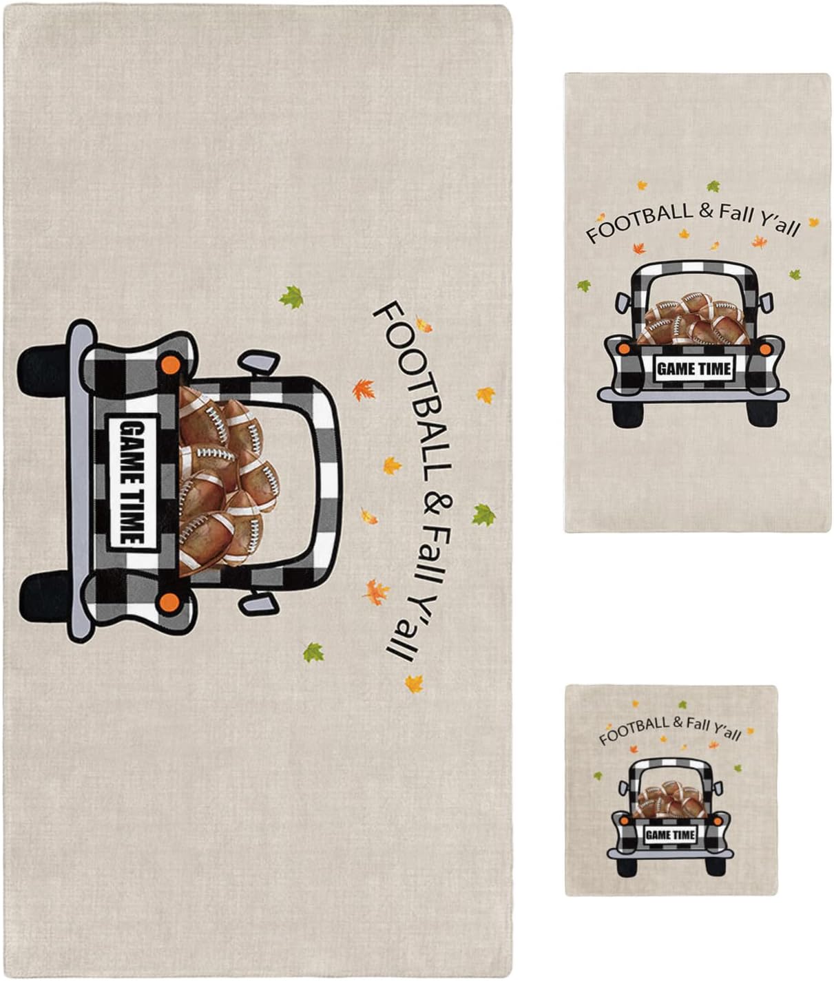 Boanket Plaid Truck Load Football Fall Yall 3 Piece Towel Set