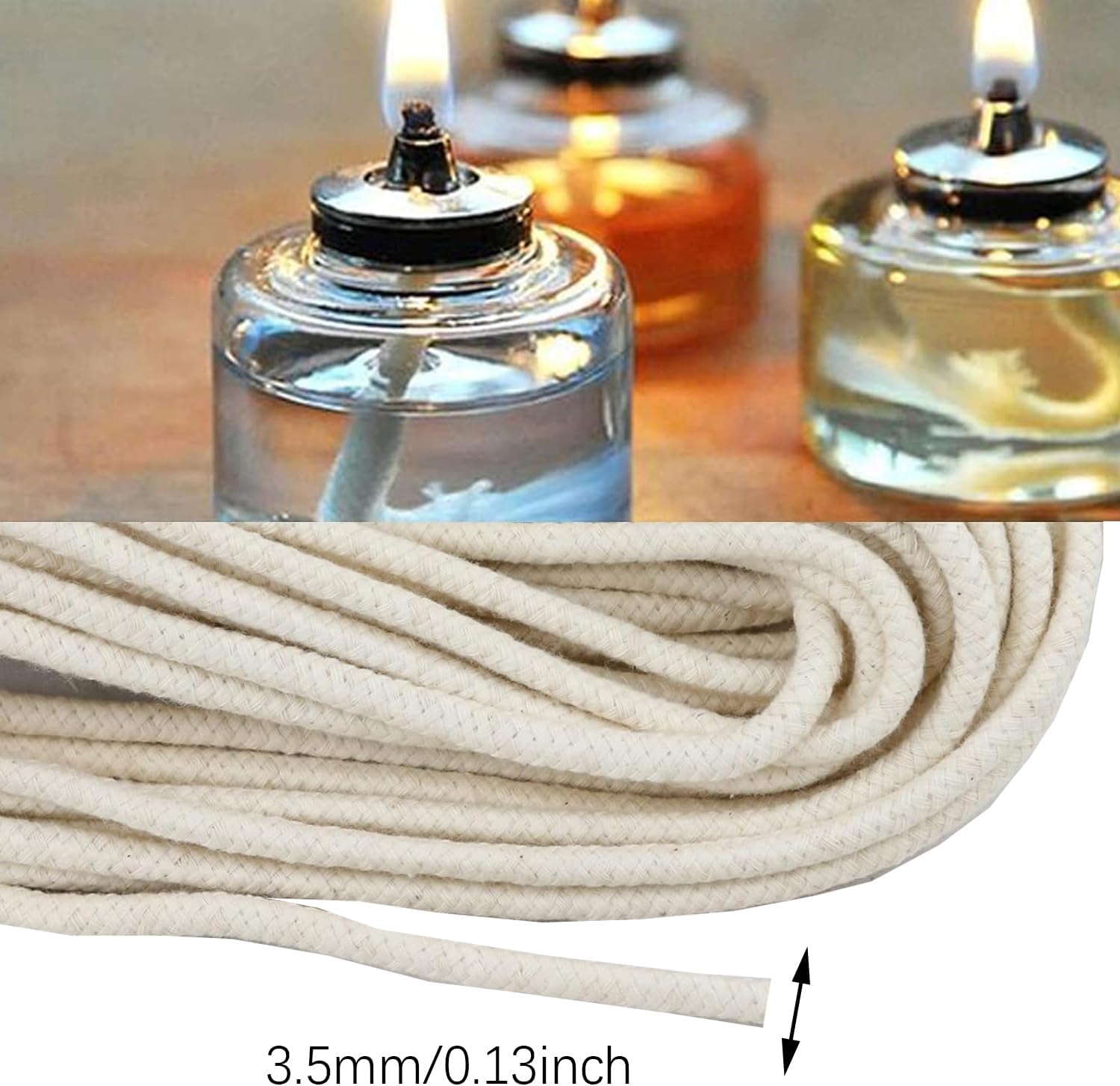 50 Feet Beige Cotton Oil Lamp Wick Burner
